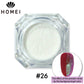 HOMEI Weekly Gel Mirror Powder Product image and color example with nail chip.