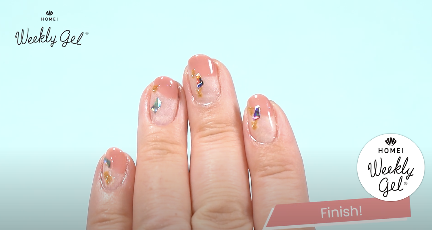 Load video: How to video for Diagonal French Nail design with pink and clear gels, by HOMEI Weekly Gel