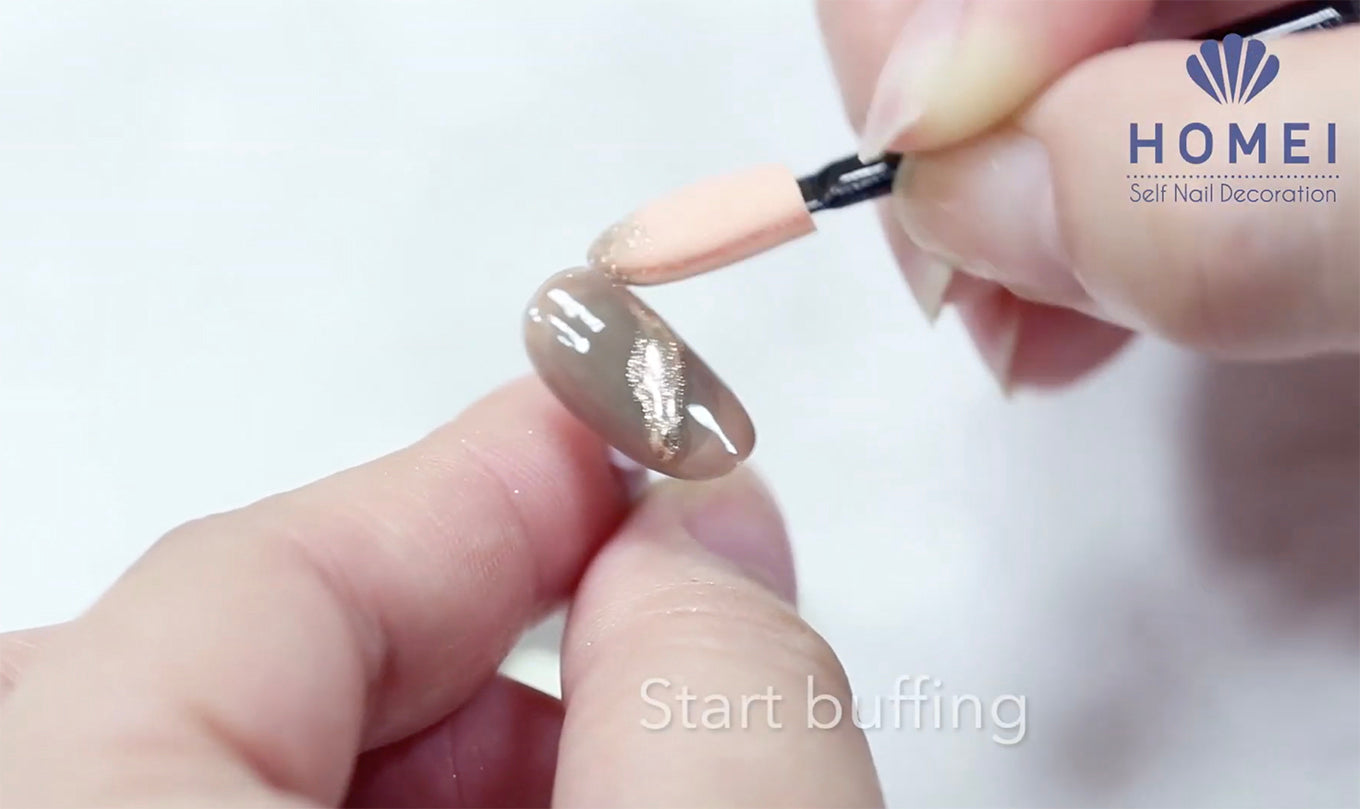 Load video: How to video for mirror nail design, using HOMEI Mirror Powder and Mirror Gel
