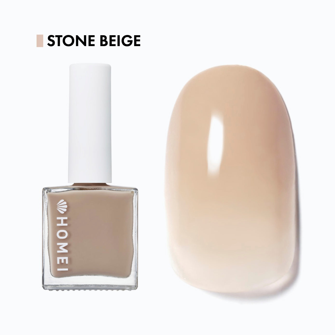 Nail cover hardener nail care polish with stylish nude color "Stone Beige". Branded by HOMEI Weekly Gel. Free from 12 harsh ingredients so we name this 12FREE.